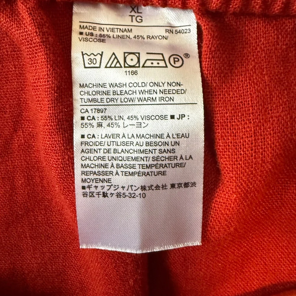 Banana Republic Women’s Linen Blend Dark Red Cargo‎ Pants Size XL